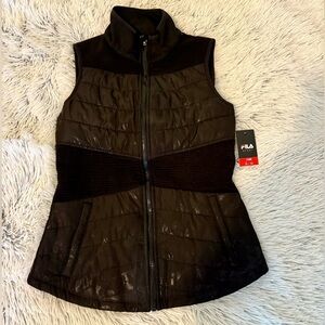 FILA Sport Black Vest Tru-Warm Cozy Stretch Fabric Small NWT